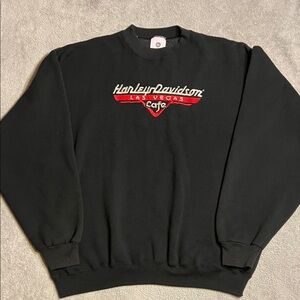 Vintage Harley-Davidson Black Crewneck Sweatshirt Embroidered Logo XL